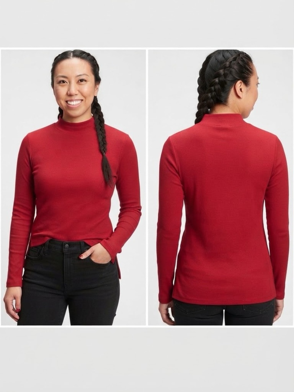 NWT Northern Reflections "Simply Red" Ribbed Mock Neck Top
